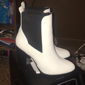 White chunky boots